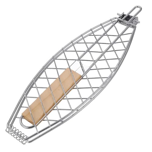 Cestino per grigliata di pesce per barbecue, Cestino per grigliata per barbecue - Griglia pieghevole in metallo - per grigliate portatili antiscottatura, griglia salvaspazio per campeggio