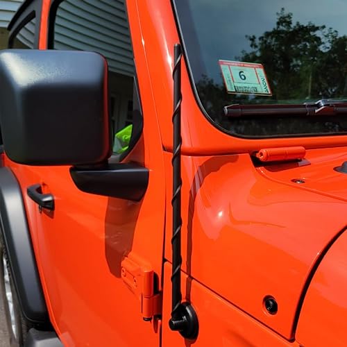 Image of KSaAuto 16 inch Short Antenna Compatible with Jeep Wrangler JL JK JKU JLU Rubicon Unlimited Gladiator (2007-2021) | Flexible Car Wash Spiral Antenna Replacement | Upgrade Designed for Optimized Reception