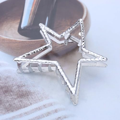 Aneneiceera Pinza de Pelo Estrella Vintage de Metal Plateada miniatura 3