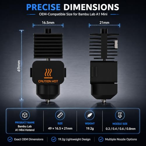 Image of 0.4mm Hotend Kit for Bambu Lab A1 /A1 Mini, 3D Printer Parts Replacement Print Head for Bambu Lab A1 /A1 Mini 3D Printer