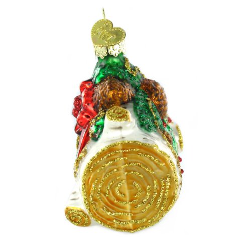Old World Christmas Yule Log Glass Blown Ornament for Christmas Tree, Handcrafted Holiday Decoration, Holiday Dessert Collection