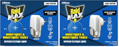Raid Max Diffuseur Électrique Liquide - Anti-Moustiques et Moustiques Tigres 30 Nuits - Protection...