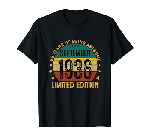 Fabricado En 1936 88 Años Cumpleaños Hombre Septiembre 1936 Camiseta
