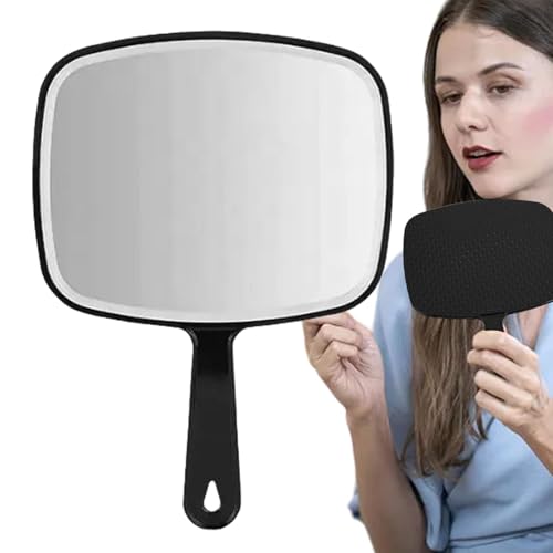 Kixolazr Espejo de Mano para Mujer, Espejo de Mano Grande, Espejo Ovalado Grande para salón de Belleza, Espejo Cuadrado Personal, Accesorios de Herramientas de Belleza de salón para Peluquero
