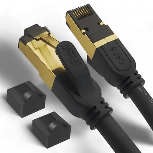 Reulin Ethernet Kabel 1M - Plug & Play Cat8 LAN Kabel TP 40G RJ45 Netzwerkkabel So verbinden Sie den Modem Router Hub mit Smart Tv, Ethernet Splitter, Gigabit Switch, Gaming Für Zuhause/Büro (1M)