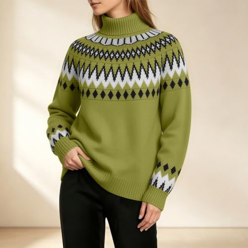 Oversized Sweater for Women High Neck Plus Size Knit Tops Casual Pullover - image 2