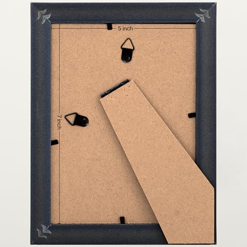 Image of eletecpro 5x7 Vintage Picture Frame, Glass Cover, Brown, 2-Pack | Display Photo 4x6 with Mat or 5x7 without, Horizontal or Vertical, Tabletop or Wall Decor