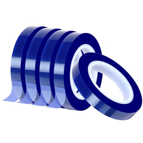 Image of 5 Rolls 10mm x33m (108ft) Sublimation Tape Up to 250℃(480 F) Heat Resistant High Temperature Adhesive for Thermal Transfer Heat Sensitive Soldering Circuit Boards,No Residue (Blue)