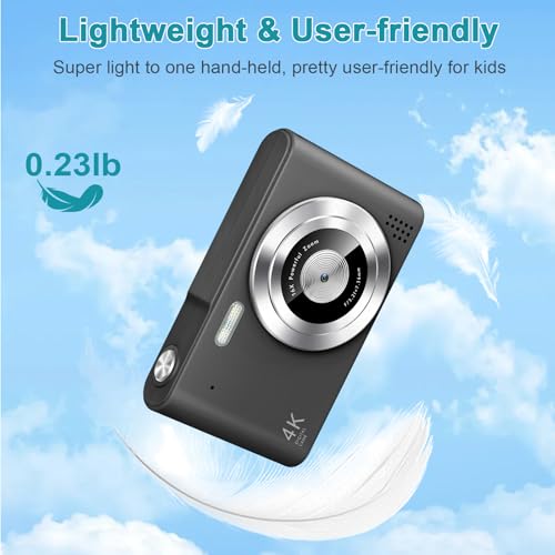 Digital Camera UHD 4K with 64G Card 16X Zoom Light & Easy for Kids, Black - image 7