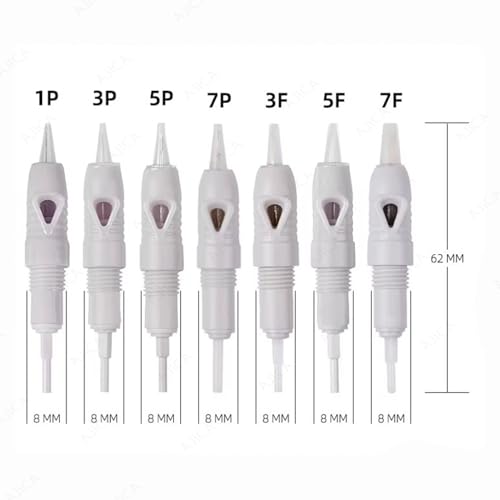 Image of PMU Permanent Micro-blading Semi-Permanent Makeup 1P I 3P | 5P | 7 P | 3F | 5F | 7F Needles Eyebrow Tattoo Permanent Makeup Pen Needle Cartridge for Eyeliner Pack of 10 (1 Prong Needle)