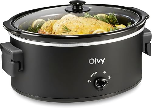 Olvy Mijoteuse 6 l en céramique avec 3 niveaux de cuisson et poignées pliables