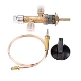 Aupoko Gas Control Cock Valve with Thermocouple and Knob Switch, LPG Low Pressure Propane Gas Safety Valve Kit, with Flare Thread 5/8''-18UNF Inlet & Outlet, Fits for Gas Grill, Heater, Fire Pit