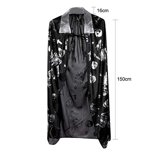 Halloween Cloak Vampire Cape Halloween Cape Robe Long Cape Cosplay Cloak Fancy Dress Cloak Adult Black Halloween Cape Cloak Vampire Witch Carnival Costume Halloween Costumes for Women Men Length 59" - Image 4