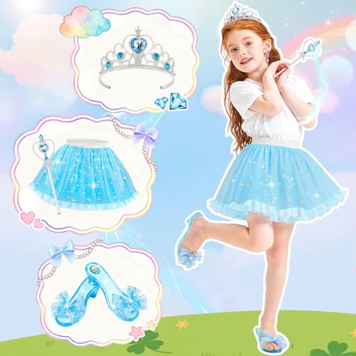 Vestido de princesa con zapatos y accesorios para niñas miniatura 5