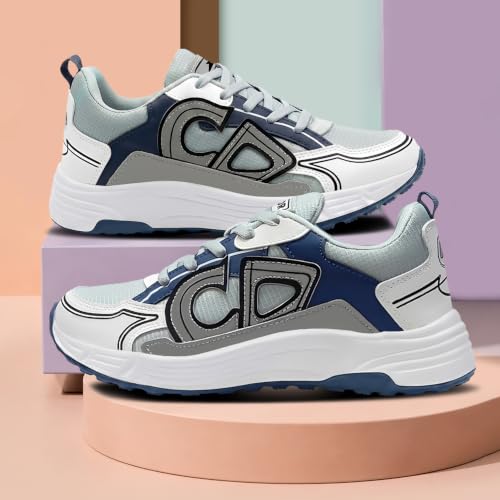 Image of BRUTON Men's Running Shoes | Lightweight Stylish Lace-Up Sports Shoes | Breathable Mesh Cushioned Footwear for Running, Walking, Gym & Training