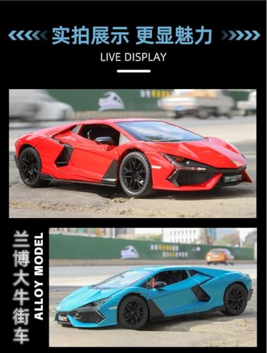 Image of 1:24 Lamborghini Revuelto Diecast Model Car | Pull Back Acousto-Optic Alloy Metal Toy with Realistic Sound & Light Effects | Toy Car for Kids Boys Girls & Collectors (White)