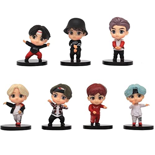 Image of BTS Tiny Tan - Set of 7 Kpop BTS Tiny Tans Action Figure Set Or Cake Topper Decoration Merchandise Showpiece for BTS Army to Keep in Office Desk Table Gift Kpop Lovers Toys D5 Multicolor