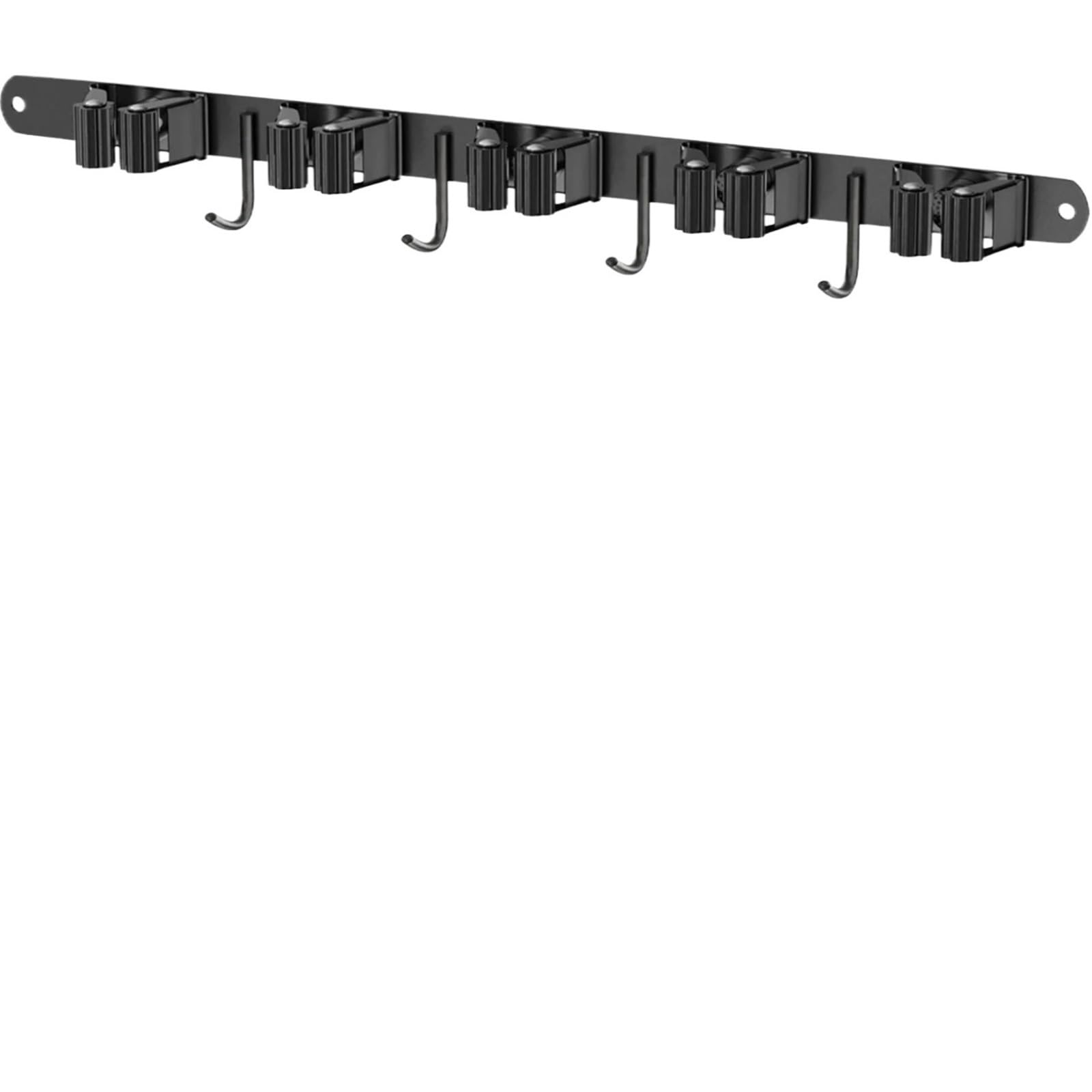 Porta Scope Parete Gancio portaoggetti for garage for lavanderia resistente, 5 ripiani in acciaio inossidabile con 4 ganci per cucina(Black)