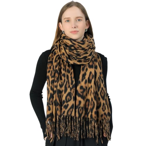 Fashion Leopard Print Scarf Winter Warm Animal Soft Cashmere Blanket Long Scarf Wrap Shawl
