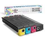 MADE IN USA TONER Compatible Replacement for Kyocera TK-5197, TK-5199 TASKalfa 306ci, 307ci, 308ci, Copystar CS306ci, CS307ci, CS 308ci (Cyan, Magenta, Yellow, Black, 4 pk)