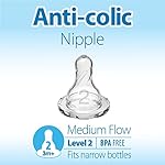 Dr. Brown’s Natural Flow Level 2 Narrow Baby Bottle Silicone Nipple, Medium Flow, 3m+, 100% Silicone Bottle Nipple, 6 Count - Image 2