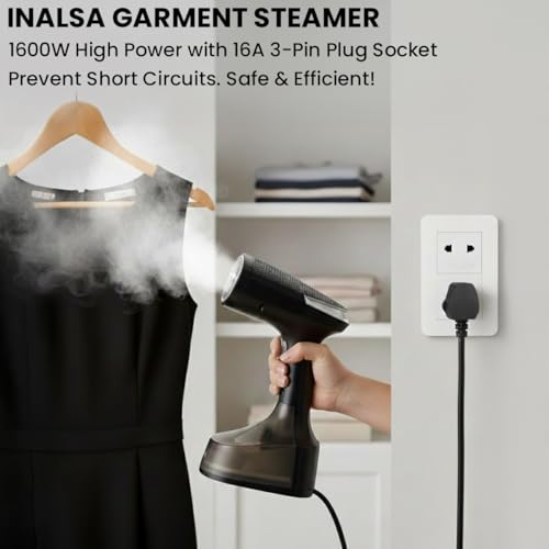 INALSA Steamer for Ironing Clothes - 1600W Handheld Garment Steamer - 25g/min High Steam, Fast Heat-Up time, 340 ml Tank, Vertical & Horizontal Steam Iron for Clothes, Garment Steamer (Cosicosy)