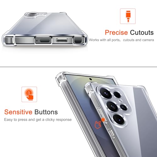 Image of Lustree Back Cover Transparent Case Compatible with Samsung Galaxy S25 Ultra | Clear + TPU Case with 4 Corner Air Cushion Protection & Camera Protection | Slim& Stylus Cover