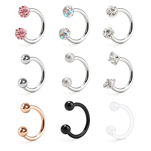 CrazyPiercing Septum Rings 18G Horseshoe Piercing Jewelry Nose Lip Hoop Rings Stainless Steel Septum Jewelry for Men/Woman