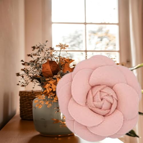 Image of Camellia Hair Clip and Brooch Pin for Women Dainty Flower Broochs Lapel Pins Designer Inspired Camellia Peony Rose Brooches Flower DIY Clothing Shoes Hats Accessories Wedding Party Dance Banquet Dress Suit Ceremony Jewelry Accessories (Pink)