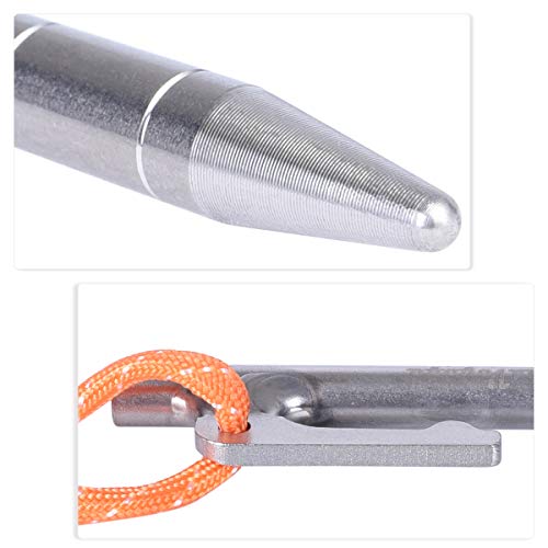 iBasingo 6 piezas Estacas de Tienda de Titanio 20 cm con Cuerdas Reflectantes Ultraligeras para Camping, Senderismo, Picnic, Resistentes a la Corrosión y Duraderas miniatura 5