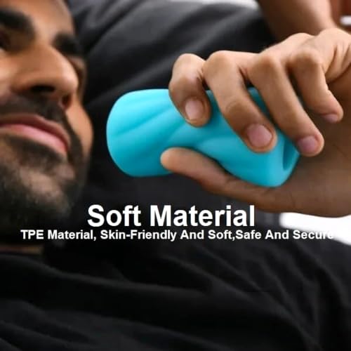 Image of Premium Silicone Stroker for Men - Ultra Soft, Flexible Manual Personal Massager with Textured Interior (Blue)