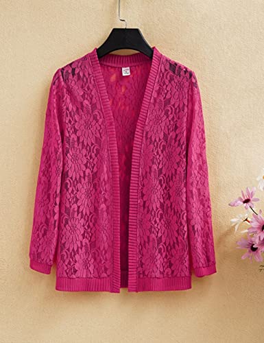Image of FindThy Women's Floral Lace Shrug Cardigan 3 /4 Sleeve Crochet Bolero Jacket
