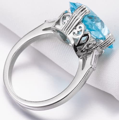 Awmnjtmgpw 925 Sterling Silver Cut Aquamarine Cubic Zircon Blue Topaz Four Claw Engagement Wedding Ring Size 6-10 (Size 9)4