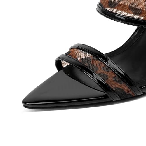 Image of vivianly Clear Pointed Toe Heels Sandals Transparent Strap Stiletto High Heels Slip on Mules for Women