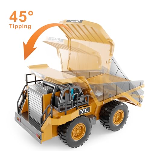 Image of Dwi Dowellin Remote Control Dump Truck Toys for Boys 4-7,Construction Rc car with Lights /Sounds for Kids Age 8-12 Year Old,Ideal for Boys Age 3+