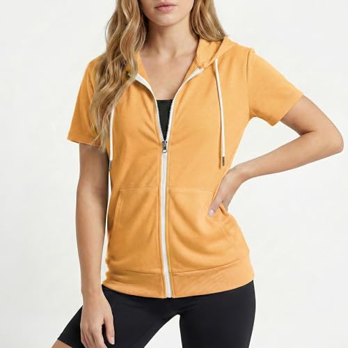 Image of GIVON Basic Lightweight Zip-Up Hoodie Long Sleeve Thin Jacket for Women with Plus Size