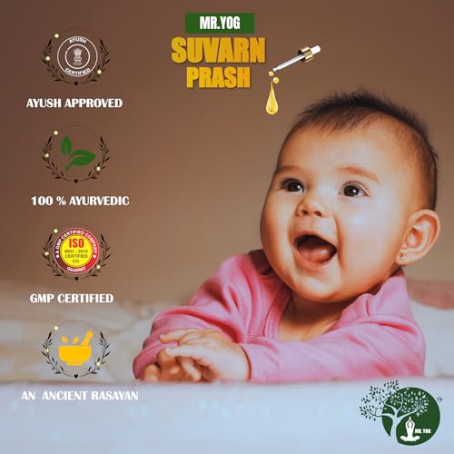 Image of MR. YOG Suvarna Prash Drops Ayurvedic Liquid - 30ml | Herbal Supplement for Natural Healthy Growth & Immunity Boosting for Kids 0-16 Years Old | Pack of 1