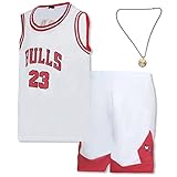 Jhdstore Kleine Jungen 2er-Set Basketball Trainings Ärmellos Trikot und Hose, Basketball Kinder Trikot, Basketball ärmellose Anzug, Mode Basketball Kleidung Kinder T-Shirt Weste + Shorts,Weiß,L