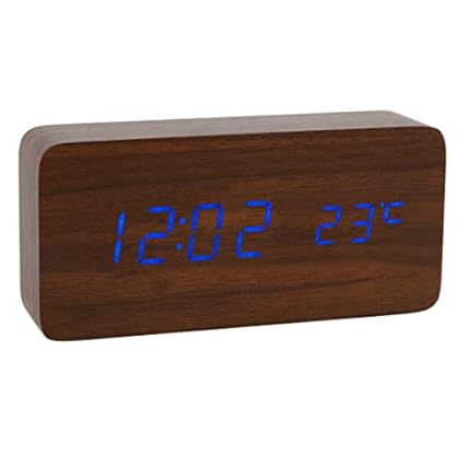 Lancoon Wooden Digital Clock Multi Function LED Alarm Clock with Time/Date/Temperature Display and photo Lancoon Wooden Digital Clock Multi Function LED Alarm Clock with Time/Date/Temperature Display and
