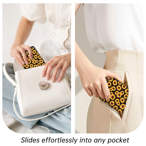 Image of Toughergun Sunflower Floral RFID Small Wallet Women, Slim Thin Vegan Leather Bifold Wallet with Zipper Coin Pocket & ID Window, Cute Mini Credit Card Holder Gift for Women Ladies Teen Girls