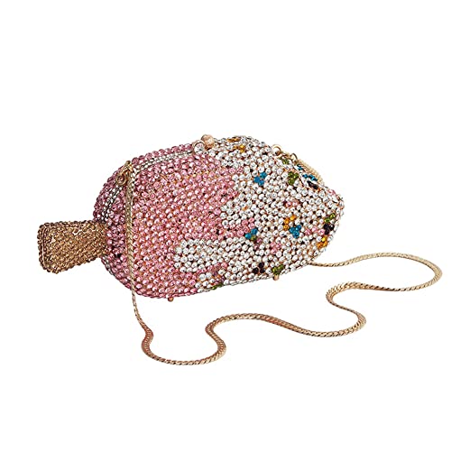 Women Ice Cream Shaped Evening Clutch Glitter Full Rhinestones Bag Girl Summer Dress Shoulder Bag4