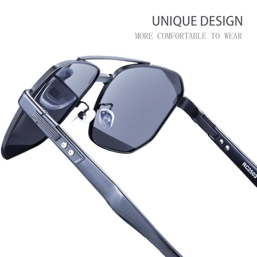 Aviator Polarized Sunglasses for Men, Driving Square Polygon Sunglasses, Anti UV400 Outdoor Fishing Hiking Special3