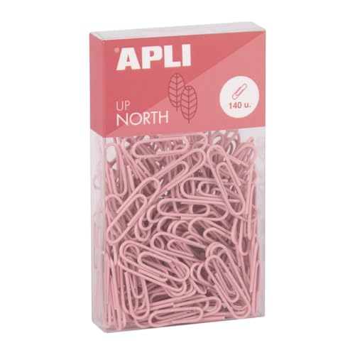 APLI 19980 -Clips de Oficina Metálicos 28 mm - Paquete de 140 unidades en Color Rosa - Estilo Moderno - Accesorios de Escritorio Upnorth