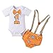 IMEKIS Baby Junge 1. Geburtstag Outfit Gentleman Kostüm Kurzarm Strampler + Windelhülle PP Hosen + Y-Back Hosenträger 3pcs Fotoshooting Kleidung Set Gelb 9-12 Monate