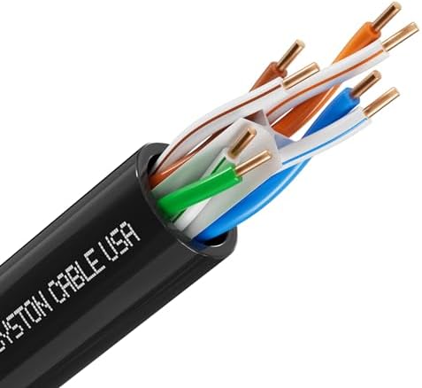 Syston Cable Technology Cat 6A+ Ethernet Network Cable, 750MHz 23AWG Solid Bare Copper Wire Outdoor/Indoor, No Ends 100/250/500/1000 Ft Available, Heat Resistant Riser Rated (500 FT, CMR, Black-CMR)