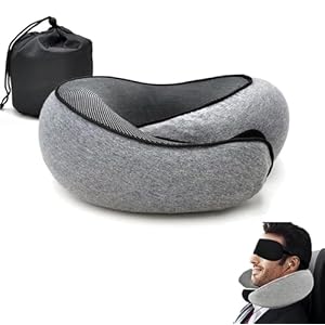 honitty Travel Neck Pillow, Memory Foam Airplane Travel Pillow, 360 Degree Comfort and Breathability, Washable Modal Cover,Stowable U-Shaped Pillow