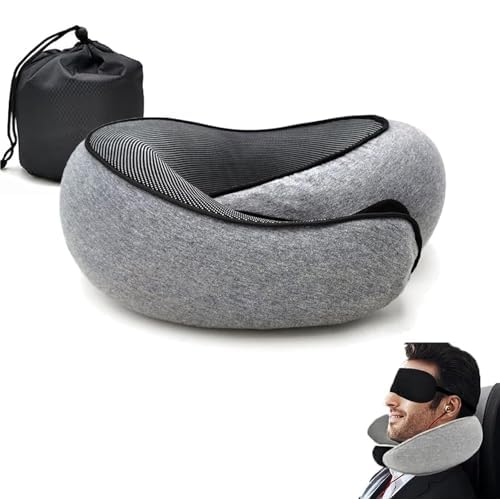 honitty Travel Neck Pillow, Memory Foam Airplane Travel Pillow, 360 Degree Comfort and Breathability, Washable Modal Cover,Stowable U-Shaped Pillow