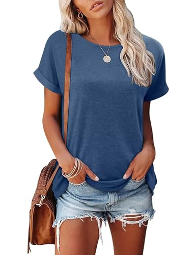 KISSMODA Summer Short Sleeve T Shirt Loose Fit Casual Dressy Women Top 2025 Trendy Ladies Fashion Blouses(S-3XL)