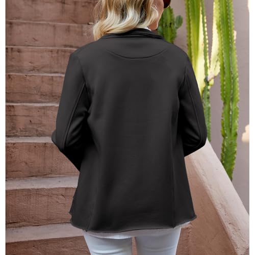 Ainangua Classic Trench Coats for Women Double Breasted Belfast Fleece Peacoat Jackets Essentials Fall Winter Coat(Black,XS)2