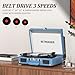 Vinyl Record Player Bluetooth Vintage Portable Suitcase Turntable with Built-in Speakers 3-Speed Belt-Driven Record Player Support RCA Output and Headphone Output